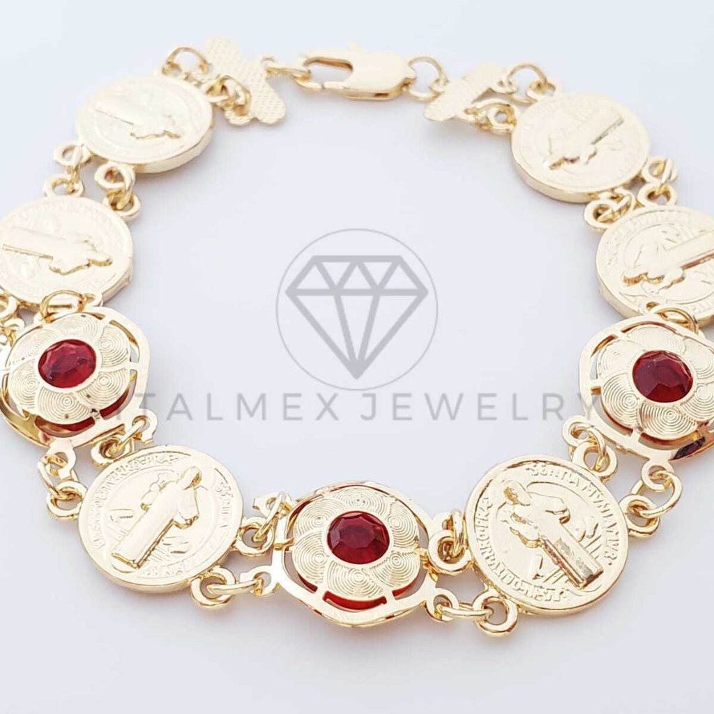 18k Gold Plated Saint Benedict Cz Bracelet|